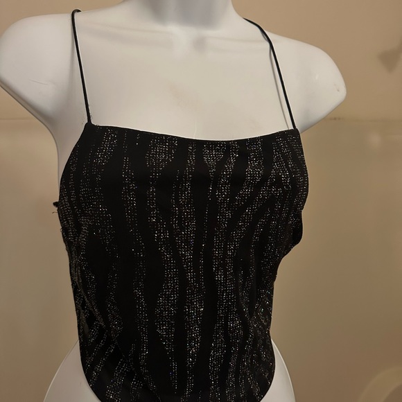 Vintage BACKLESS sparkly zebra print top - Picture 5 of 10